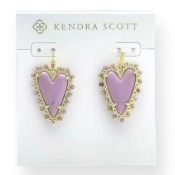 KENDRA SCOTT Beaded Ansley Heart Drop Earrings Gold Lilac Phosphate - Picture 8 of 8